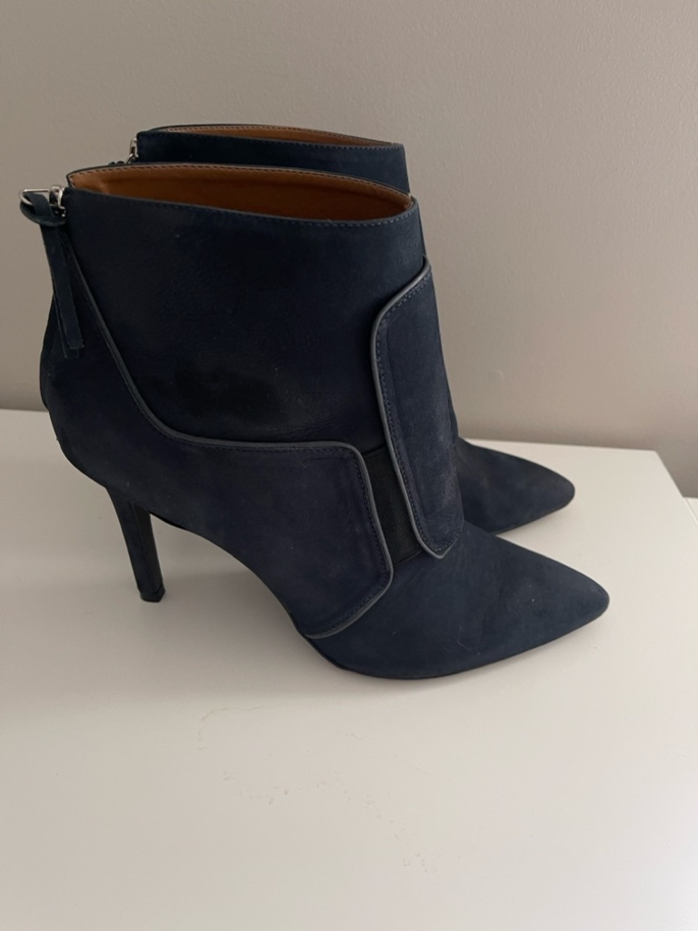 Women's Navy Pointed-Toe Ankle Boots